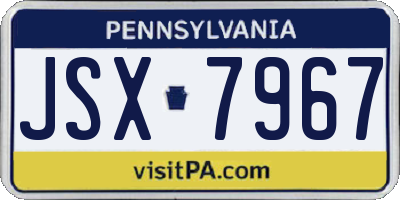 PA license plate JSX7967