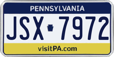 PA license plate JSX7972