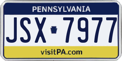 PA license plate JSX7977