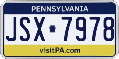 PA license plate JSX7978