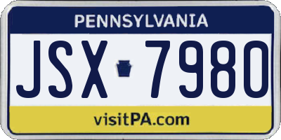 PA license plate JSX7980