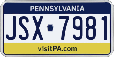 PA license plate JSX7981