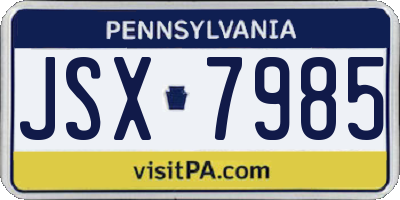 PA license plate JSX7985