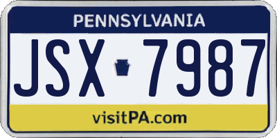PA license plate JSX7987