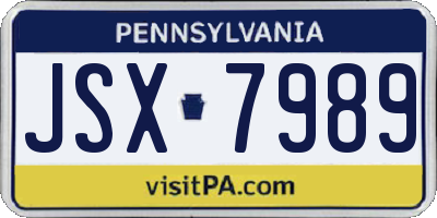 PA license plate JSX7989