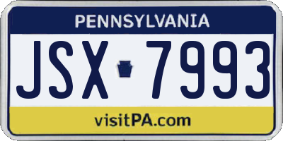 PA license plate JSX7993