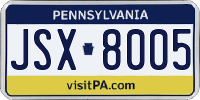 PA license plate JSX8005