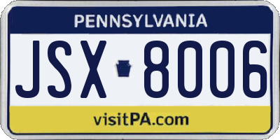 PA license plate JSX8006