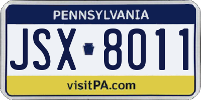 PA license plate JSX8011