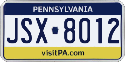 PA license plate JSX8012