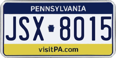 PA license plate JSX8015