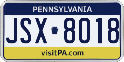 PA license plate JSX8018
