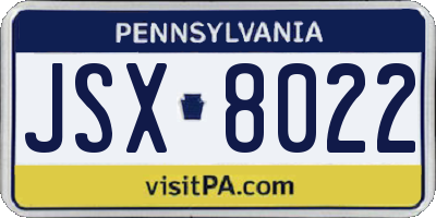 PA license plate JSX8022