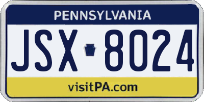 PA license plate JSX8024