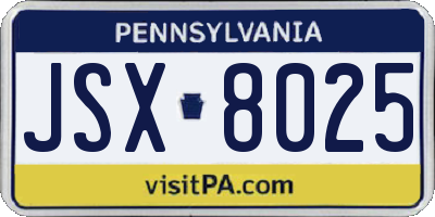 PA license plate JSX8025
