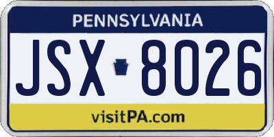PA license plate JSX8026