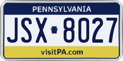 PA license plate JSX8027