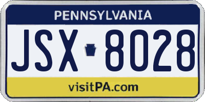 PA license plate JSX8028
