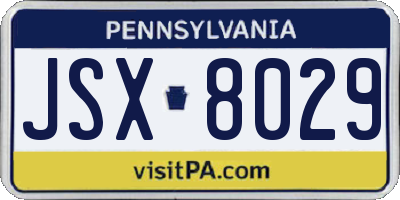 PA license plate JSX8029