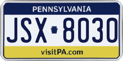 PA license plate JSX8030