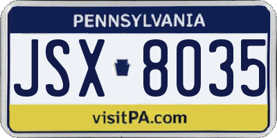 PA license plate JSX8035