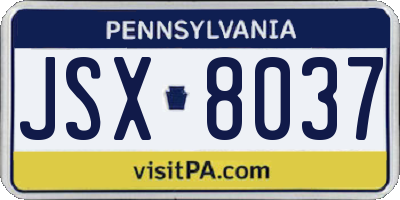 PA license plate JSX8037