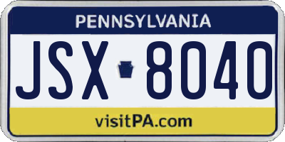 PA license plate JSX8040