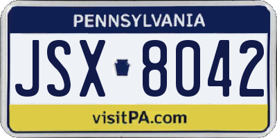 PA license plate JSX8042