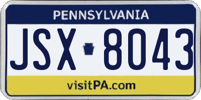 PA license plate JSX8043