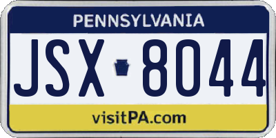 PA license plate JSX8044