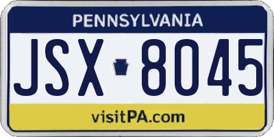 PA license plate JSX8045