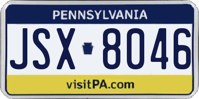 PA license plate JSX8046