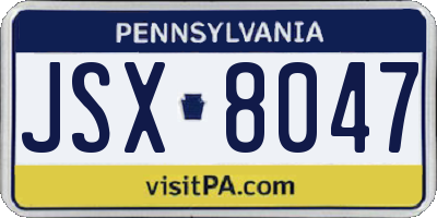 PA license plate JSX8047