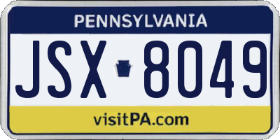 PA license plate JSX8049