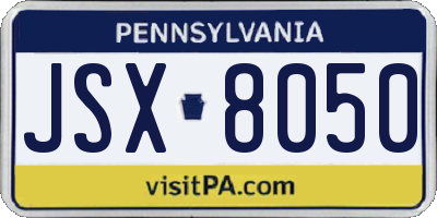PA license plate JSX8050