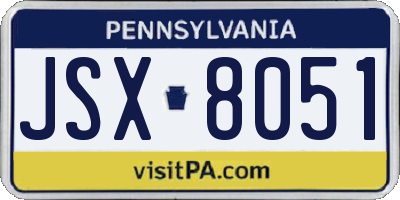 PA license plate JSX8051