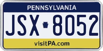 PA license plate JSX8052
