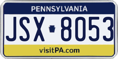 PA license plate JSX8053
