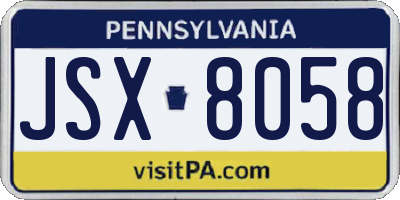 PA license plate JSX8058