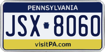 PA license plate JSX8060