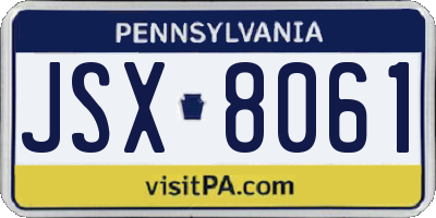 PA license plate JSX8061