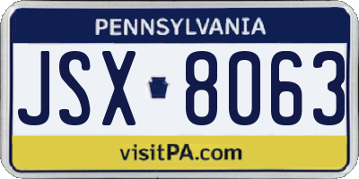 PA license plate JSX8063