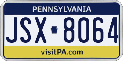 PA license plate JSX8064