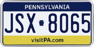 PA license plate JSX8065