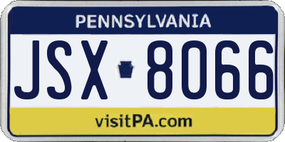 PA license plate JSX8066