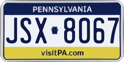 PA license plate JSX8067