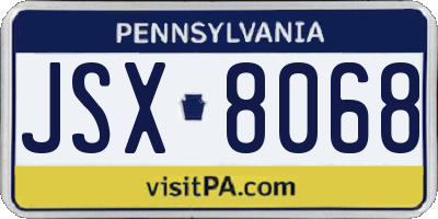 PA license plate JSX8068