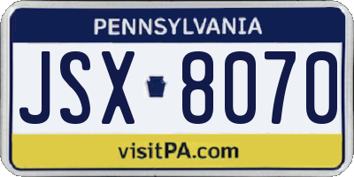 PA license plate JSX8070