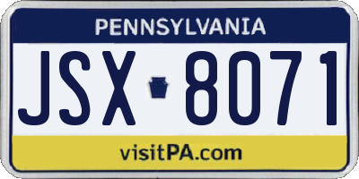 PA license plate JSX8071