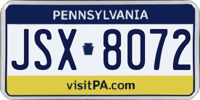 PA license plate JSX8072